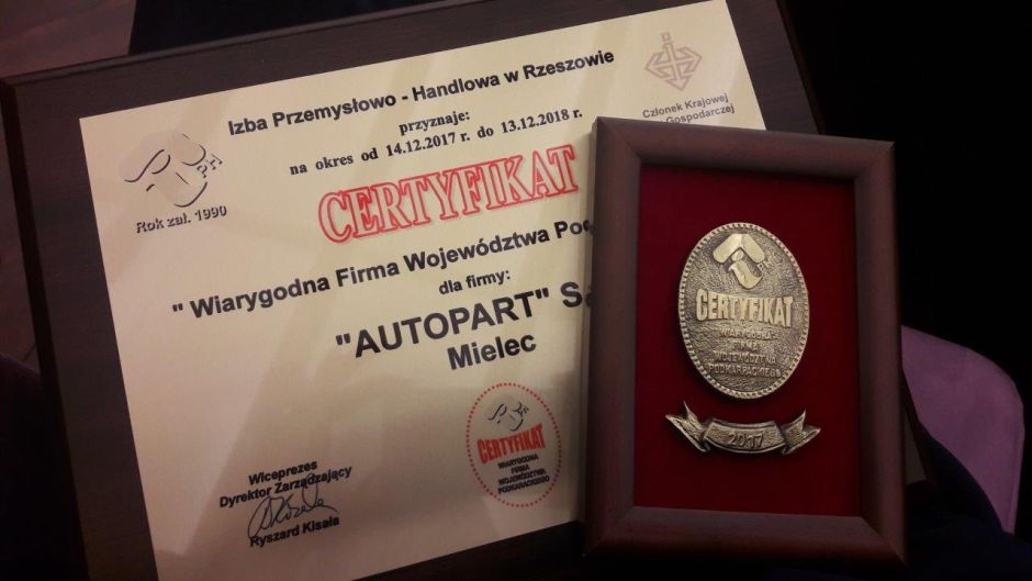 Grudniowe wyróżnienia dla AUTOPART
